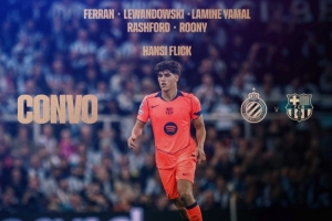 巴萨欧冠大名单：亚马尔、拉什福德在列，佩德里缺席