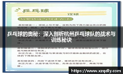 乒乓球的奥秘：深入剖析杭州乒乓球队的战术与训练秘诀